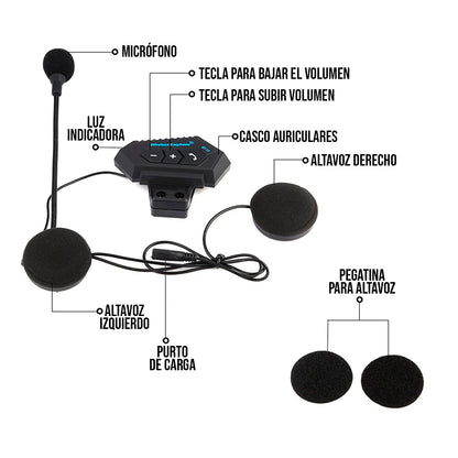 Intercomunicador Casco Moto BT-12