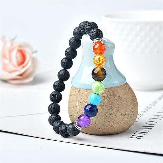 PULSERAS DE ROCA DE LAVA 7 CHAKRAS